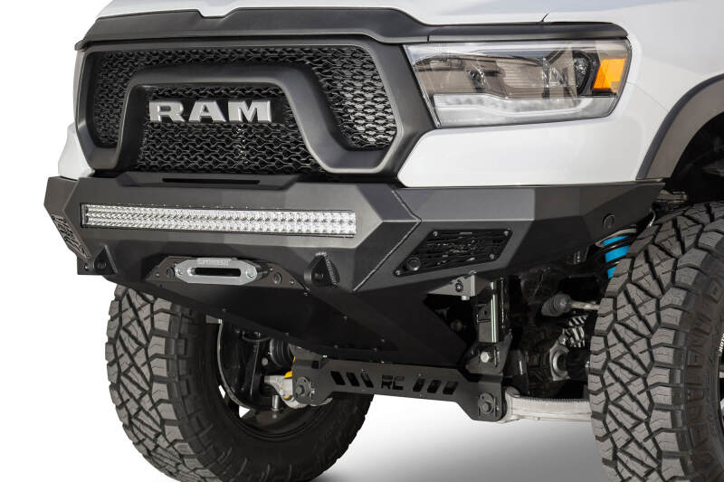 Ram Rebel 1500 Bumper - Front - Addictive Desert Designs - Stealth Fighter - Hammer Black with Satin Black panels - `19-`27